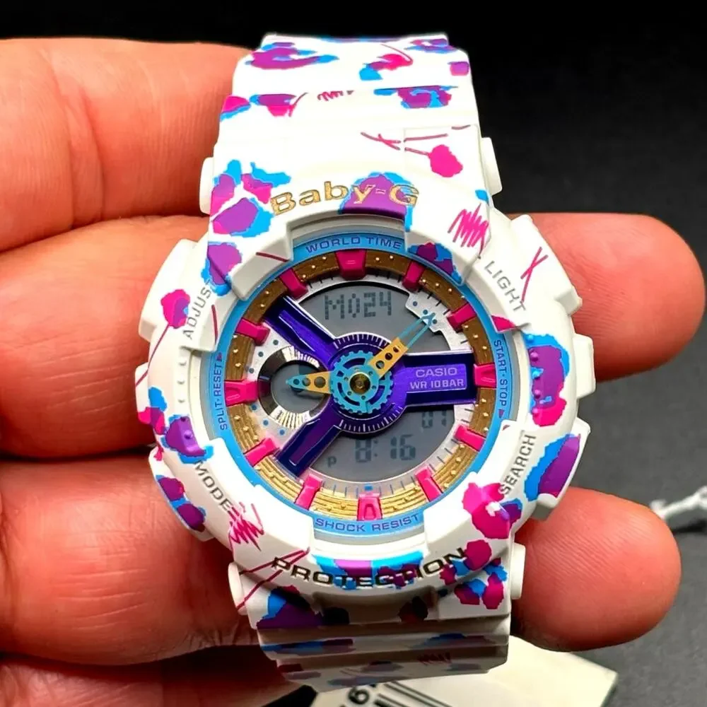 Casio Baby-G BA-110FL-7A Flower Leopard Analog Digital Watch NIBWT